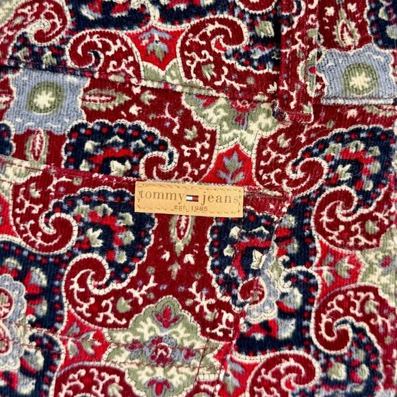 Vtg Y2K NWT Tommy Hilfiger Paisley Floral Wide Leg Corduroy Jeans | Boho Grunge - Picture 10 of 16
